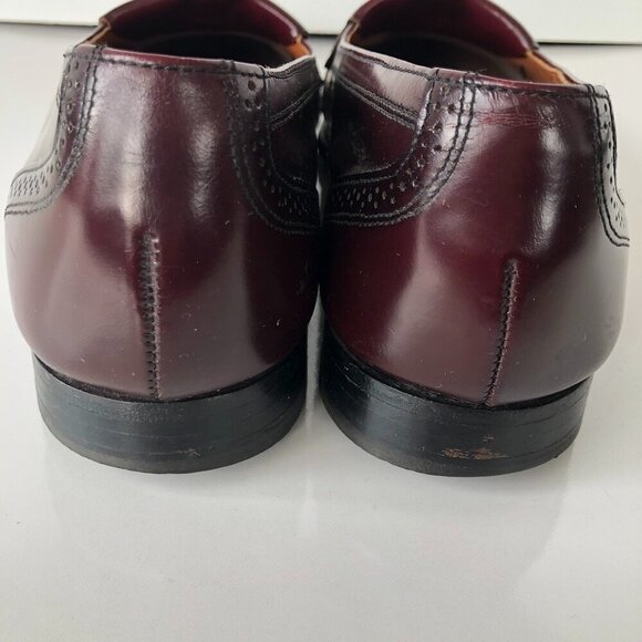 BOSTONIAN CLASSICS Burgundy Leather Tassel Kiltie Wingtip Brogue Slip Ons 10.5 M - Picture 9 of 14